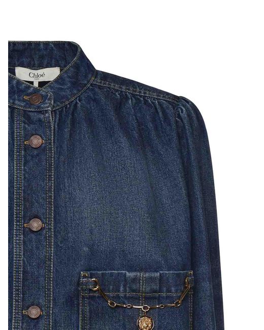 Chloé Blue Ruffled Denim Jacket