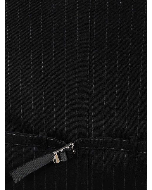 Sacai Black Wool Chalk Stripe Trousers