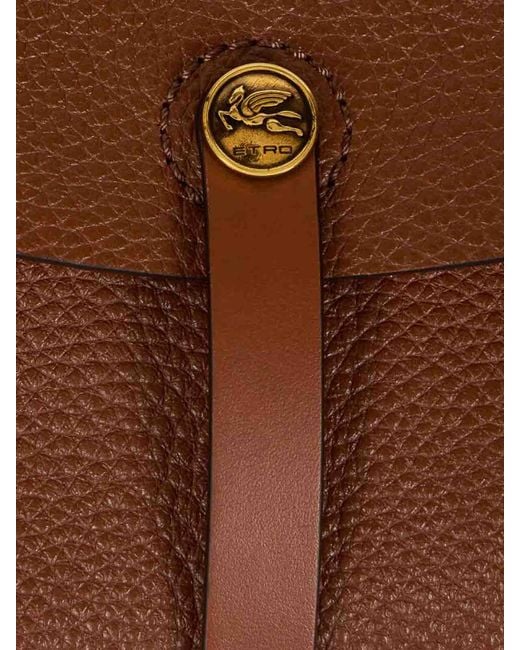 Etro Brown Medium Leather Pony Bag