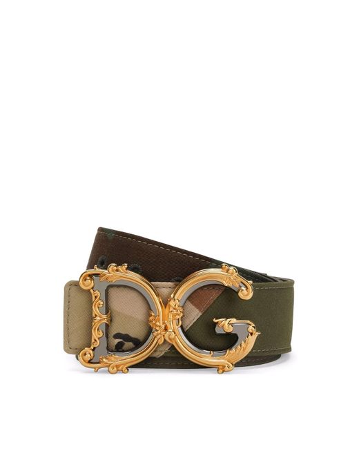 Dolce & Gabbana Green Leather Logo Belt