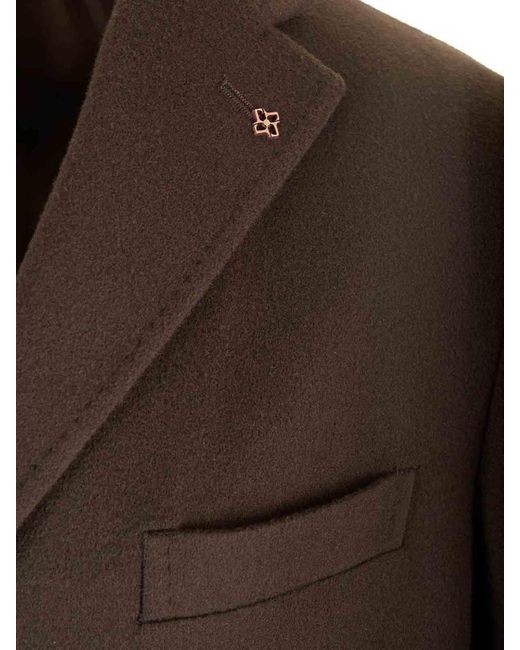 Tagliatore Brown Wool And Cashmere Coat for men