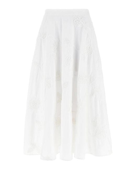 ROTATE BIRGER CHRISTENSEN White Flower Maxi Skirt