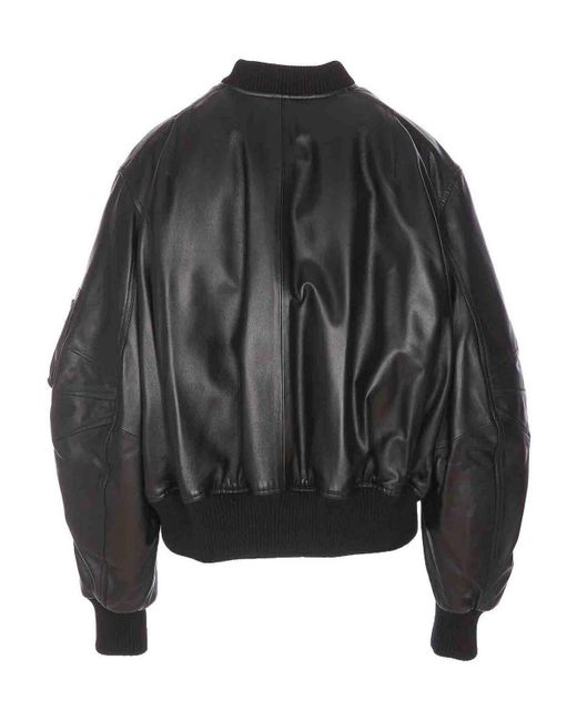 The Attico Black Leather Bomber