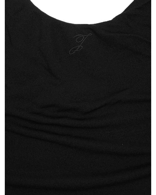 Jacquemus Black Abiha Gathered Jersey Midi Dress