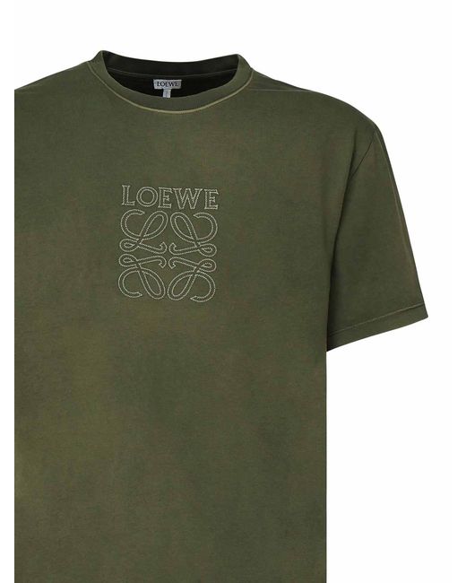 Loewe Green Cotton T-Shirt With Logo for men
