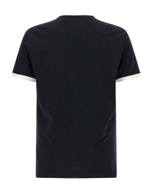Dolce & Gabbana Black T-Shirt With A Logo And Velvet Finish for men