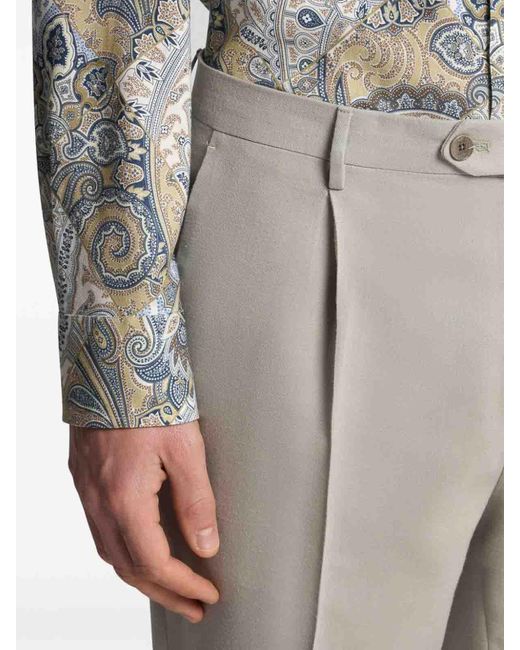 Etro Gray Stretch Jacquard Trousers for men