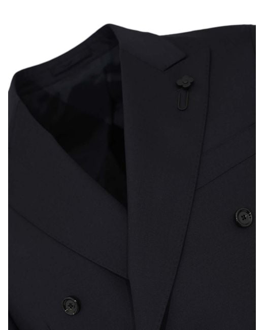 Lardini Black Double-Breasted Iconic Drop 7 Reg Suit for men