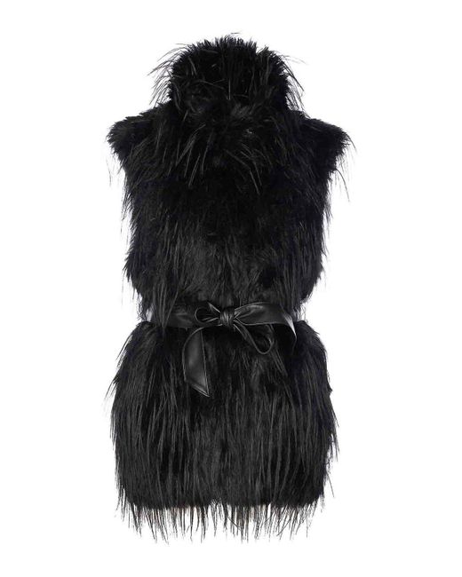 Pinko Black Neva Faux Fur Vest