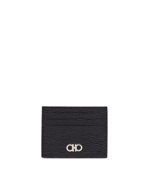 Ferragamo White Gancini Leather Credit Card Case for men