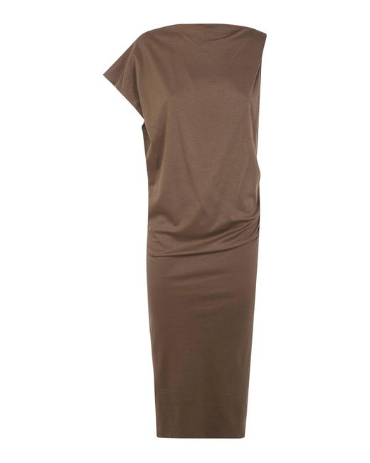 Jacquemus Brown La Robe Drap Midi Dress
