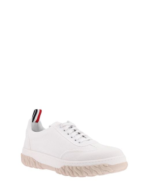 Thom Browne White Canvas Sneakers for men