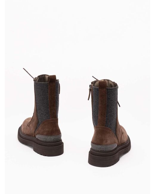 Brunello Cucinelli Brown Round-Toe Short Boots