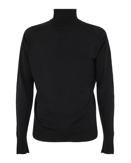 John Smedley Black Richards Long Sleeves Crew Neck Pullover for men
