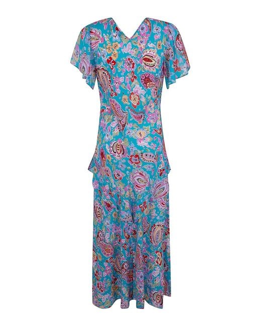 Rixo Blue Evie Dress Cara Floral