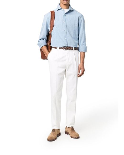 Brunello Cucinelli White Cotton Pants for men