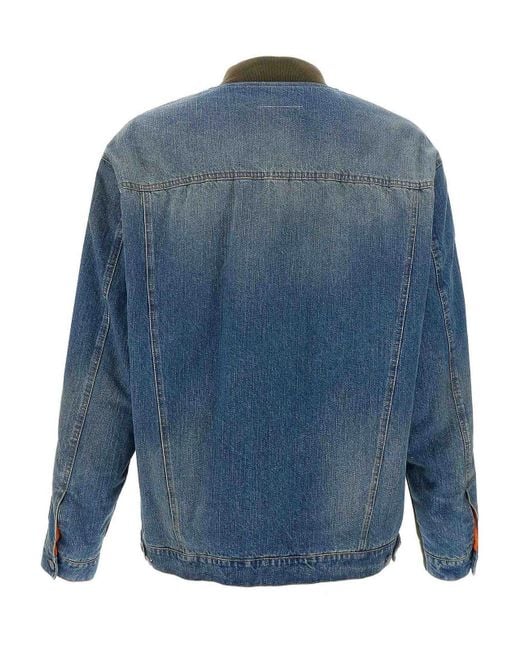 MM6 by Maison Margiela Green Bimaterial Bomber Jacket for men