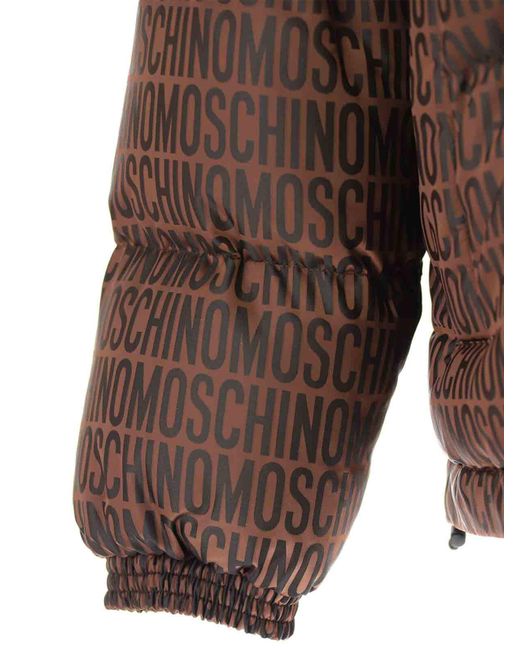 Moschino Brown Logo Duffle Coat for men