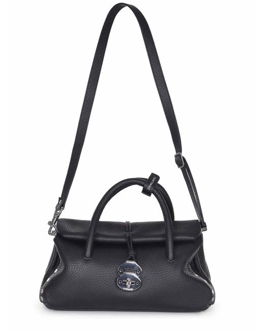 Zanellato Black Bag Made Of Hammered Leather