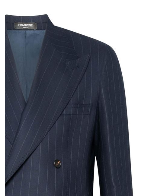 Franzese Collection Blue Double-Breasted Berlusconi-Style Suit for men