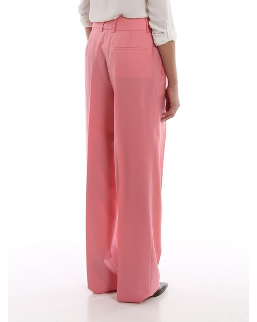 Givenchy Pink Wool Wide Leg Trousers
