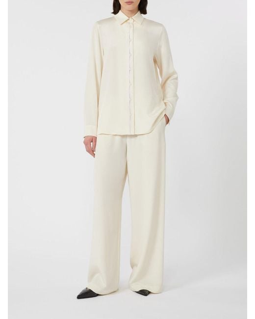 Max Mara White Stretch Silk Cady Shirt