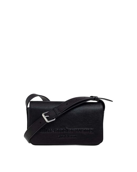 Alexander Wang Black Punch Flap Crossbody Leather Small