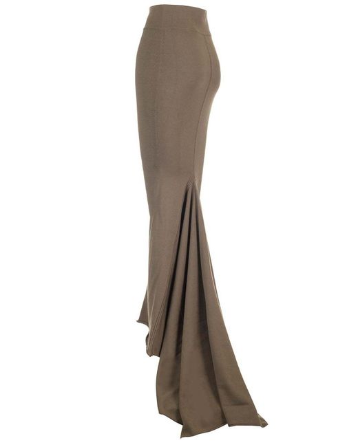 Rick Owens Brown Taupe Knit Midi Skirt