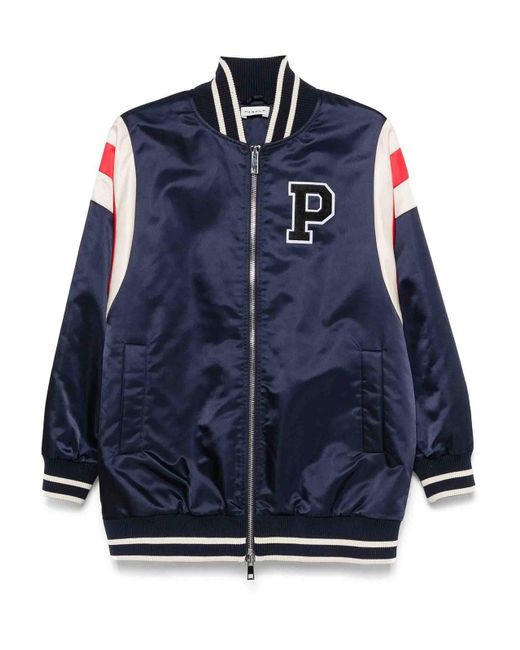 P.A.R.O.S.H. Women's Blue Logo-Patch Bomber Jacket