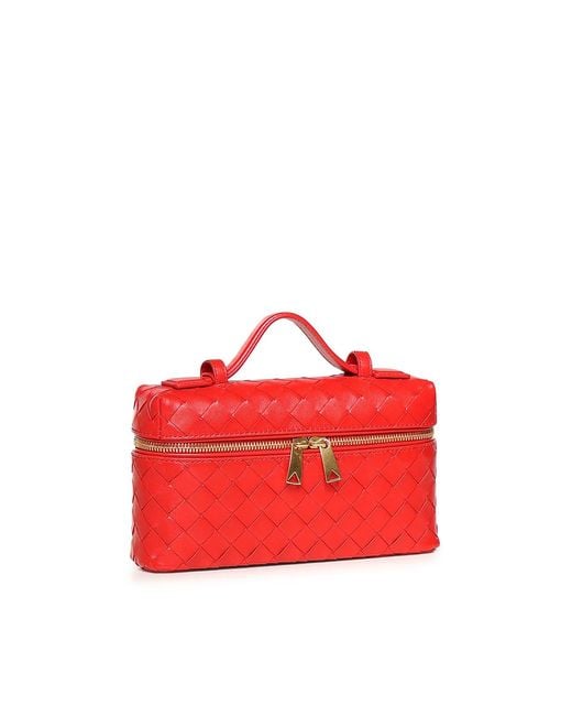 Bottega Veneta Red Bang Bang Leather Vanity Bag
