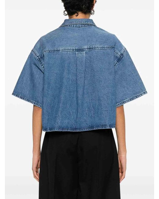Alexander Wang Blue Denim Crop Shirt