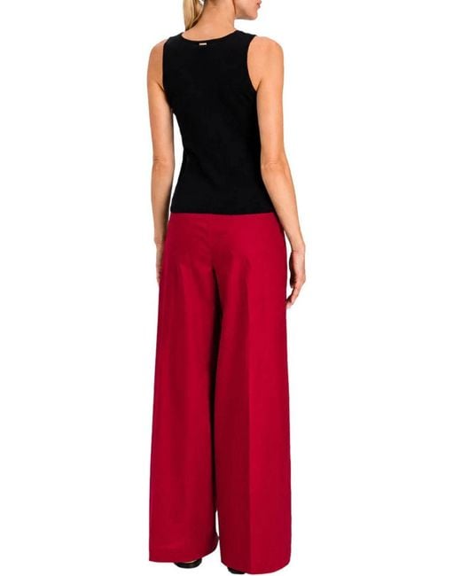 Twinset Red Loose Trousers With Detachable Belt