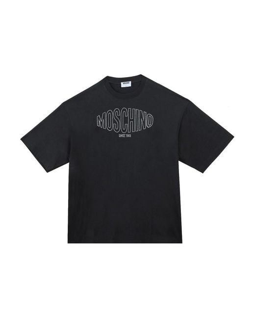 Moschino Black Cristalli Logo Sport T-Shirt for men