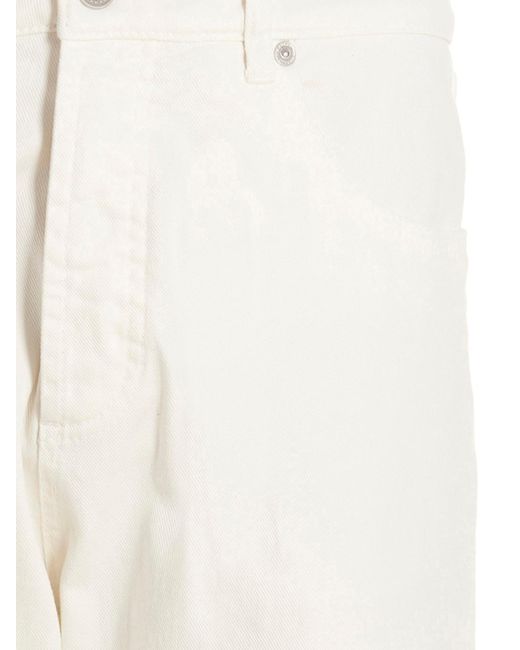 Brunello Cucinelli White Logo Embroidery Denim Jeans for men