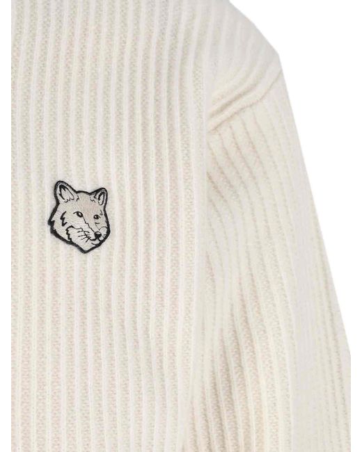 Maison Kitsuné White Merino Wool Sweater for men