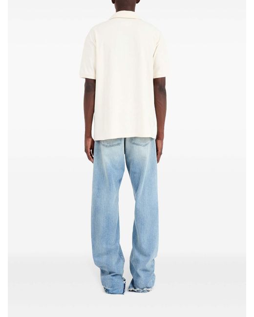 Maison Margiela White Logo-Print Polo Shirt for men