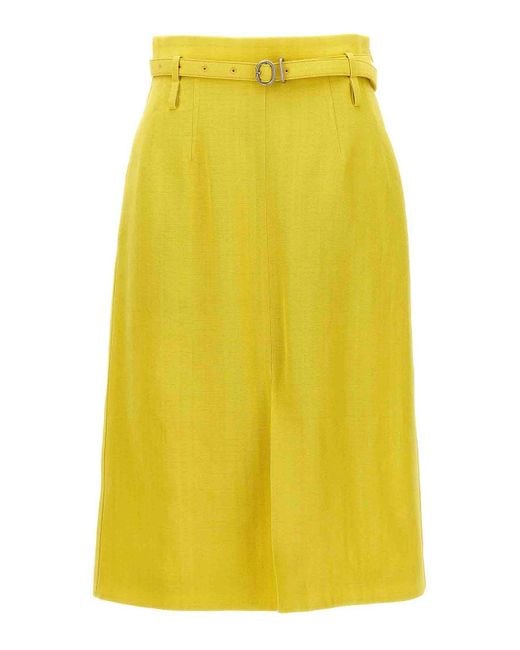 Jil Sander Yellow Skirt Viscose Blend Side Zip