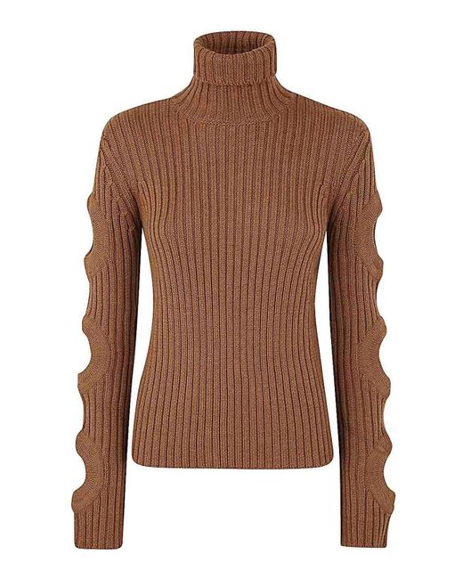 J.W. Anderson Brown Cut Out Sleeve Turtleneck Jumper