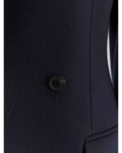 Balenciaga Blue Double-Breasted Godet Midi Wool Coat