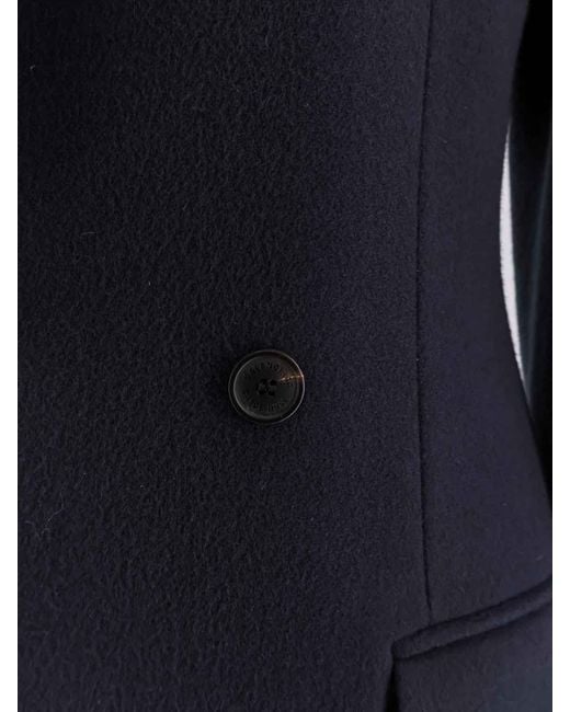 Balenciaga Blue Double-Breasted Godet Midi Wool Coat