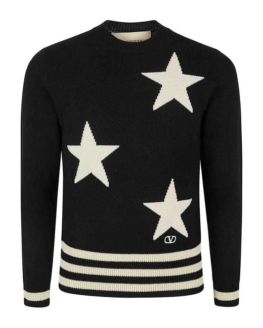 Valentino Garavani Black Crewneck Sweater for men