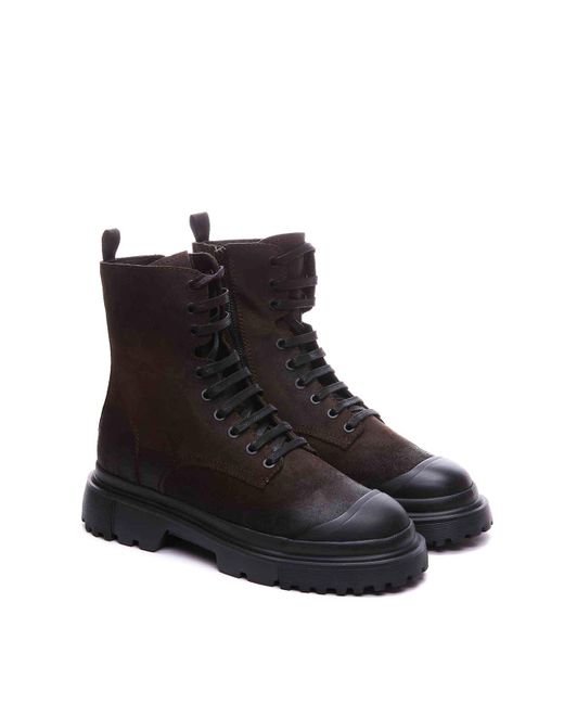 Hogan Black Anfibio Lace-up Boots for men