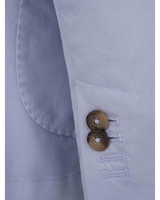 RUSSO CAPRI Blue Oxford Cotton Blazer for men