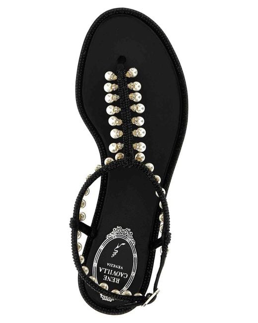 Rene Caovilla Black Diana Sandals