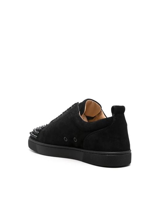 Christian Louboutin Black Louis Junior Spikes Flat Veau Velours Ds