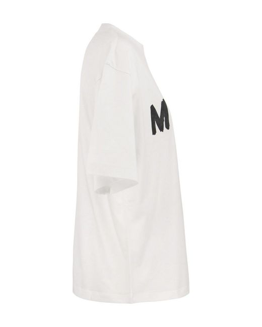 Marni White Cotton Jersey T-Shirt With Print