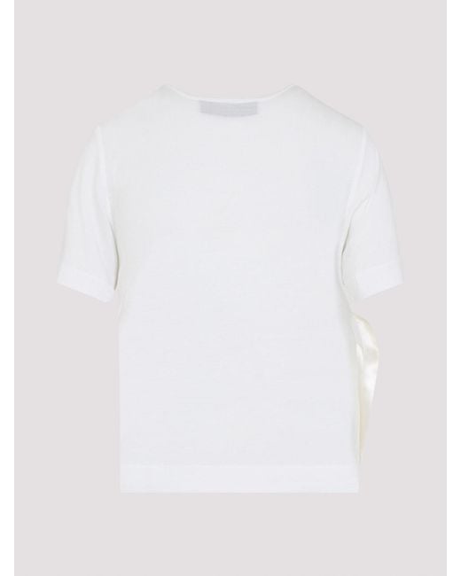 Simone Rocha White Bow Sash Easy T-Shirt