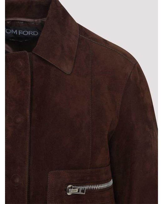 Tom Ford Brown Lamb Suede Bomber Jacket