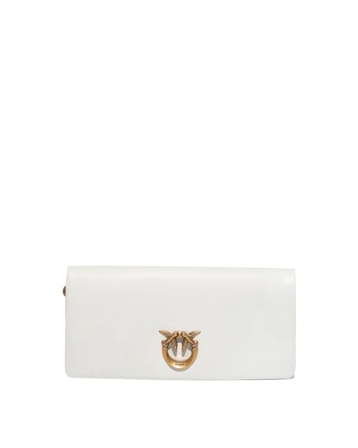 Pinko White Love Click Soft Horizontal Medium Clutch