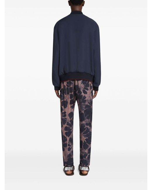 Dries Van Noten Blue Viscose Floral Trousers for men
